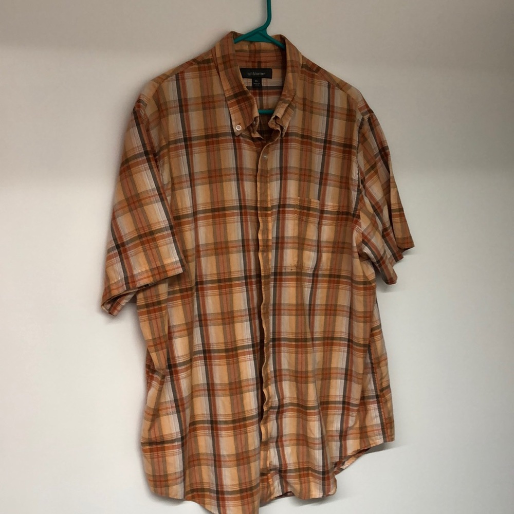 Men’s Plaid Short Sleeve Button Down Shirt XL